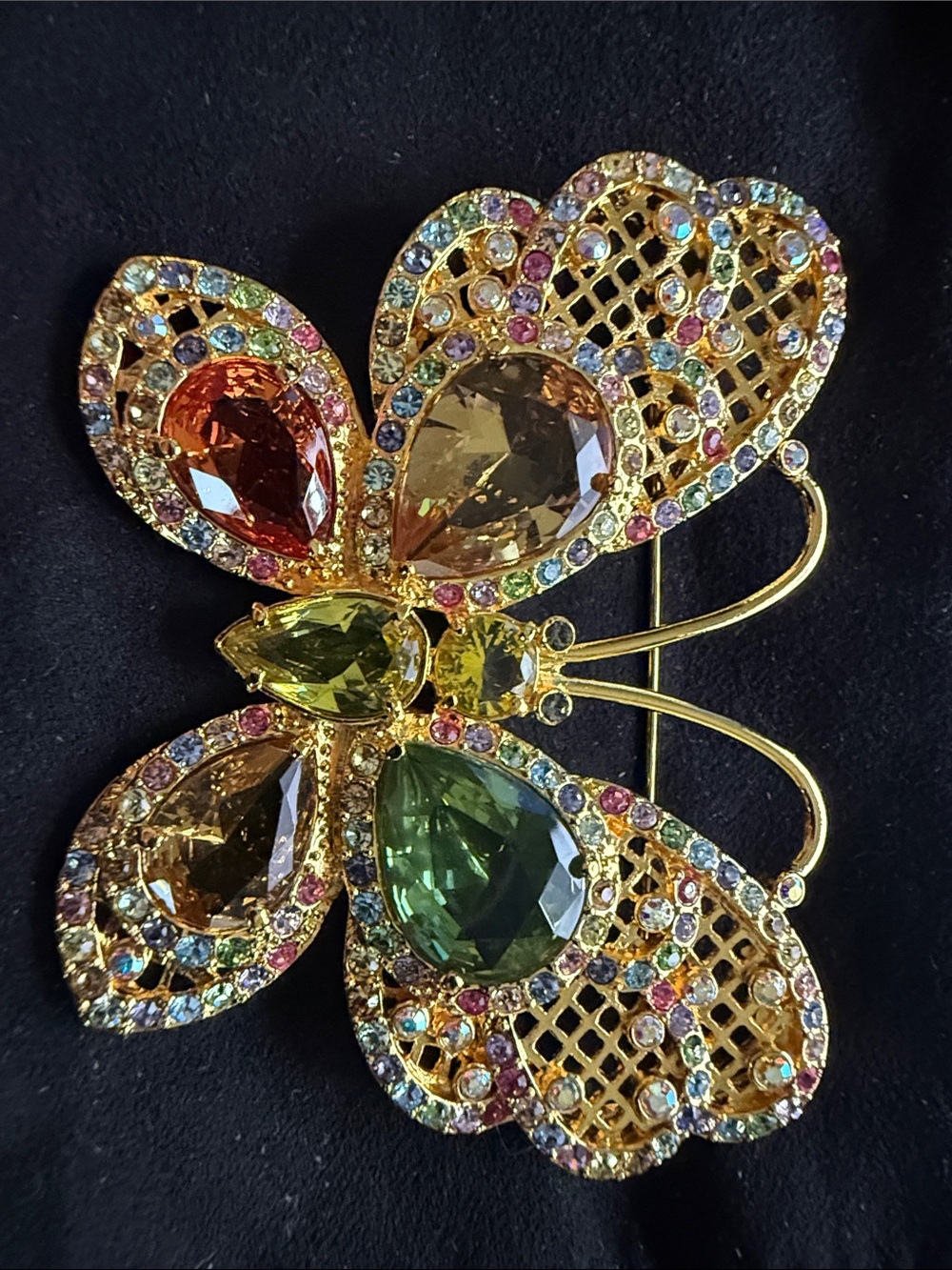 Vintage Joan Rivers Rhinestone Butterfly Brooch